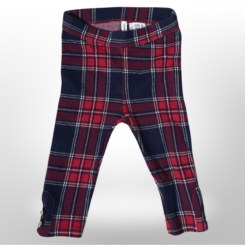 Janie and Jack blue and red plaid pants, baby girl size 6-12 months
